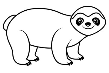 sloth silhouette line art vector illustration with a white background