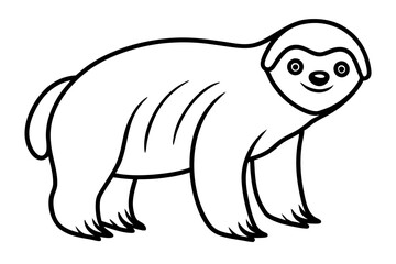 sloth silhouette line art vector illustration with a white background