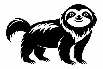 sloth silhouette line art vector illustration with a white background