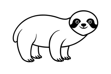 sloth silhouette line art vector illustration with a white background