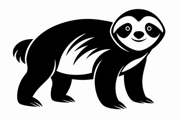 sloth silhouette line art vector illustration with a white background