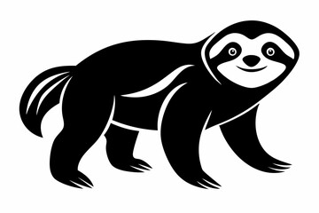 sloth silhouette line art vector illustration with a white background