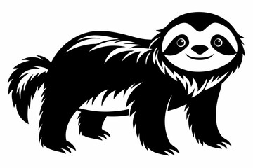 sloth silhouette line art vector illustration with a white background