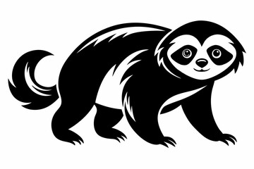 sloth silhouette line art vector illustration with a white background