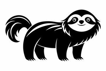 sloth silhouette line art vector illustration with a white background