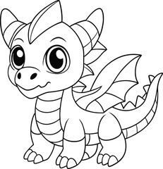 A Cartoon Baby Dragon Is Ready To Color	