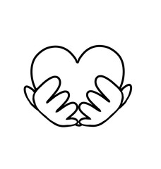heart in hands giving love , valentine heart shape, 