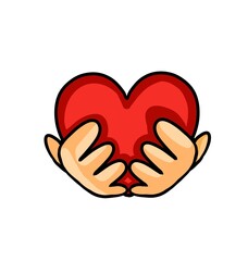 heart in hands giving love , valentine heart shape, 