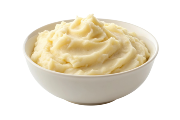 PNG Creamy mashed potatoes in white bowl on isolated background