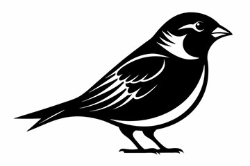 Fototapeta premium sparrow silhouette line art vector illustration with a white background