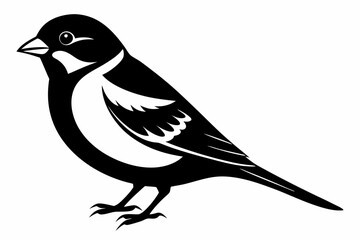 sparrow silhouette line art vector illustration with a white background