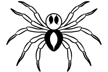 spider silhouette line art vector illustration with a white background