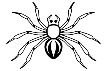 spider silhouette line art vector illustration with a white background