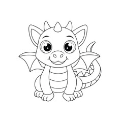 Cute Little Dragon Ready For Coloring Book Fun	