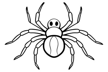 spider silhouette line art vector illustration with a white background