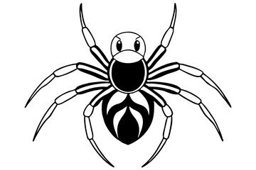 spider silhouette line art vector illustration with a white background