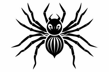 spider silhouette line art vector illustration with a white background