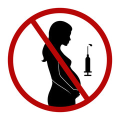 Drugs prohibited for pregnant woman. Pictogram