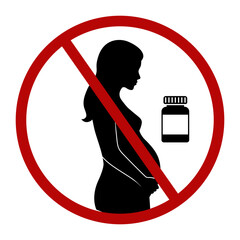 Medications prohibited for pregnant woman. Pictogram