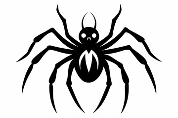 spider silhouette line art vector illustration with a white background