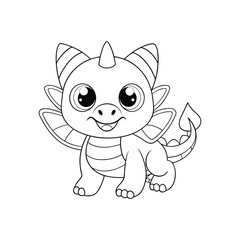 Obraz premium Cute Baby Dragon Coloring Page Printable 