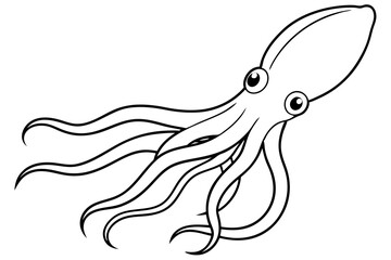 squid silhouette line art vector illustration with a white background