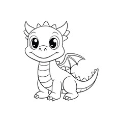 Cute Baby Dragon Coloring Page for Kids	