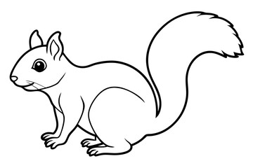 squirrel silhouette line art vector illustration with a white background