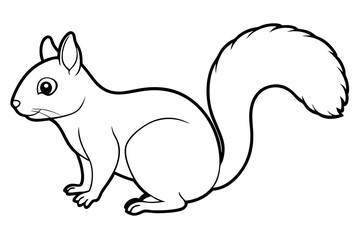squirrel silhouette line art vector illustration with a white background