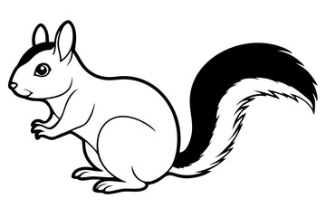squirrel silhouette line art vector illustration with a white background