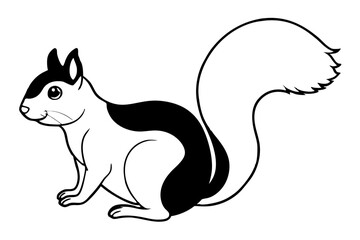 squirrel silhouette line art vector illustration with a white background