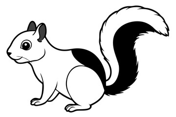 squirrel silhouette line art vector illustration with a white background