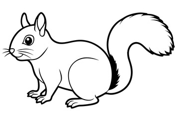 squirrel silhouette line art vector illustration with a white background
