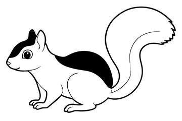 squirrel silhouette line art vector illustration with a white background