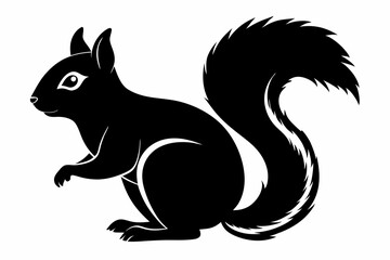 squirrel silhouette line art vector illustration with a white background