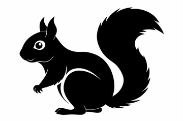 squirrel silhouette line art vector illustration with a white background