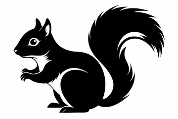 squirrel silhouette line art vector illustration with a white background