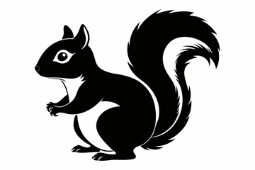 squirrel silhouette line art vector illustration with a white background