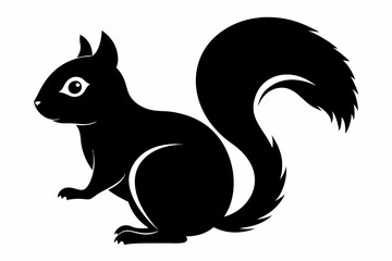 squirrel silhouette line art vector illustration with a white background