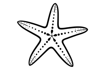 starfish silhouette line art vector illustration with a white background