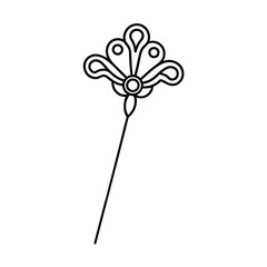 decorative pin illustration line art vector black and white flower