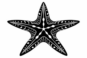 starfish silhouette line art vector illustration with a white background