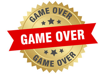 game over. game over round red and gold label isolated on transparent background