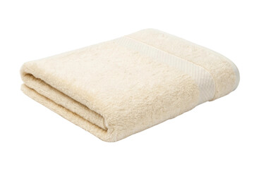 PNG Soft beige towel folded on white background - plush texture and versatile design