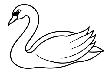 swan silhouette line art vector illustration with a white background