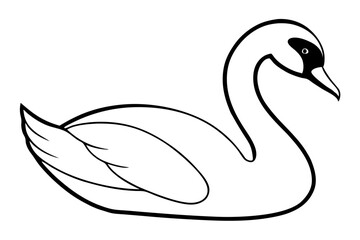 swan silhouette line art vector illustration with a white background