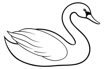 swan silhouette line art vector illustration with a white background