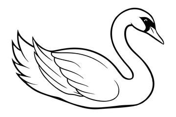 swan silhouette line art vector illustration with a white background