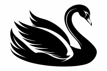 swan silhouette line art vector illustration with a white background