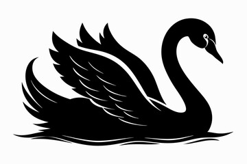 Fototapeta premium swan silhouette line art vector illustration with a white background